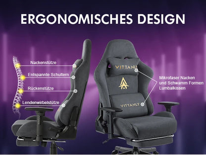 HAPIHAPPY Fashion Gaming Chair Genuine Computer Office Chair with Pocket Spring Cushion Linkage Armrests and Footrest Game Chair