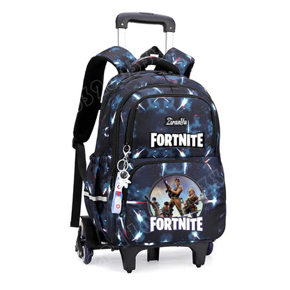 Fortnite Trolley Bag Easy Stair Climbing Anime Waterproof Wheeled Backpack Large Capacity Student Schoolbag Casual Travel Bag