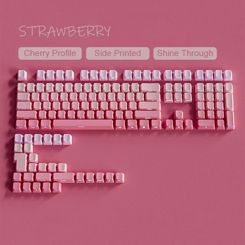 New 133 Key Gradient Gray PBT Double Shot Keycap Side Print Shine Through Backlit Keycaps For Cherry Gamer Mechanical Keyboard