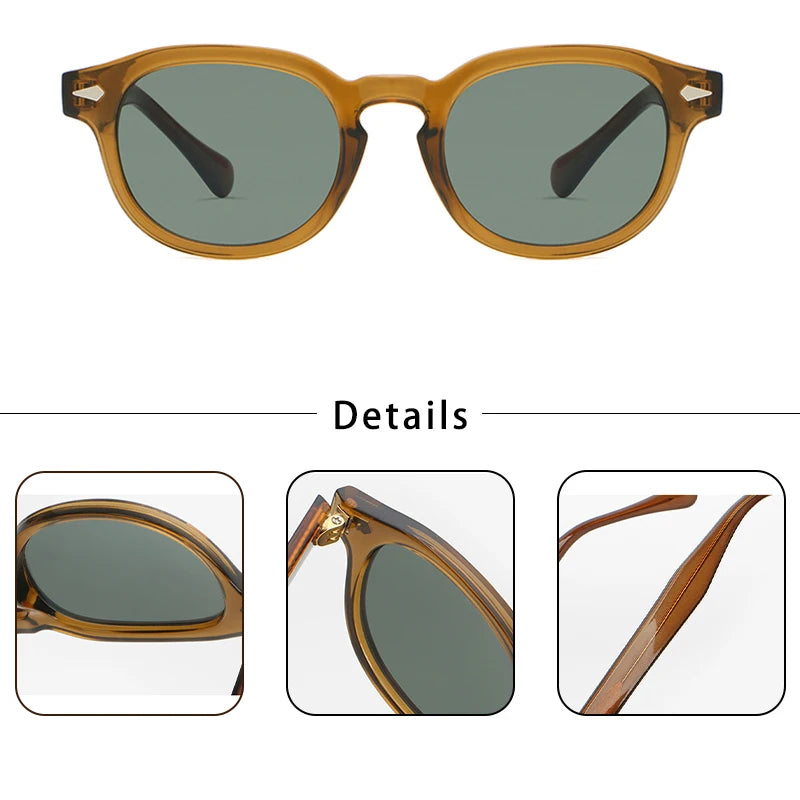 CATERSIDE Retro Round Men Sunglasses Punk Propionic Acid Pin Temple Luxury Sun Glasses Women Sports Leisure Party Eyewear UV400