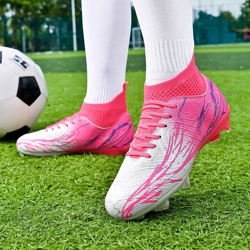 Chaussures de football à crampons FG pour terrain ferme, coupe basse, à lacets, pour hommes, professionnelles, antidérapantes, résistantes à l'usure, pour entraînement sur herbe naturelle