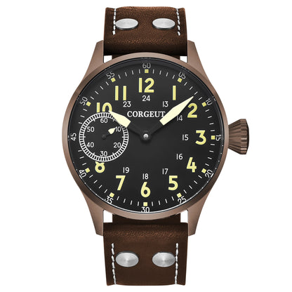 Corgeut Seagull ST3600 17 Jewelry 44mm Mechanical Watch Hand Wound Sapphire waterproof Watch Sports Leather Luxury 6497 Watch