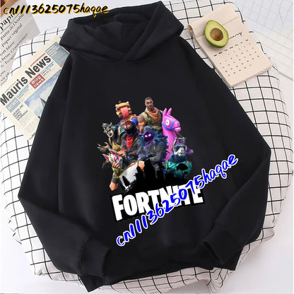 FORTNITED Felpa con cappuccio a maniche lunghe per bambini, bambine e ragazzi, streetwear, pullover, stile anime, top moda per bambini, idea regalo