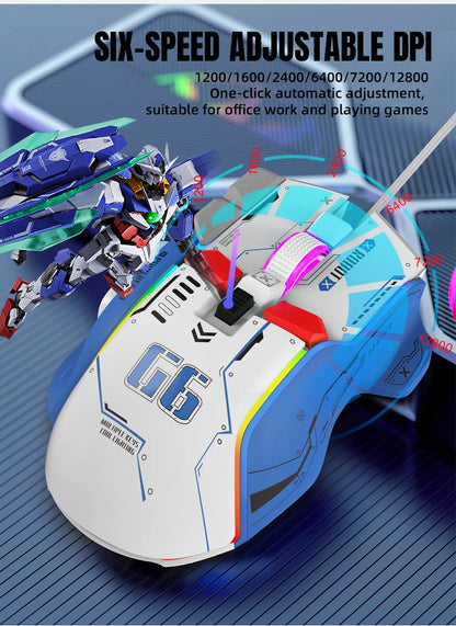 High-end Programmable Gaming Mouse Wired 12800 DPI 12 keys RGB Game Mice for Windows IOS Home Office Laptop PC