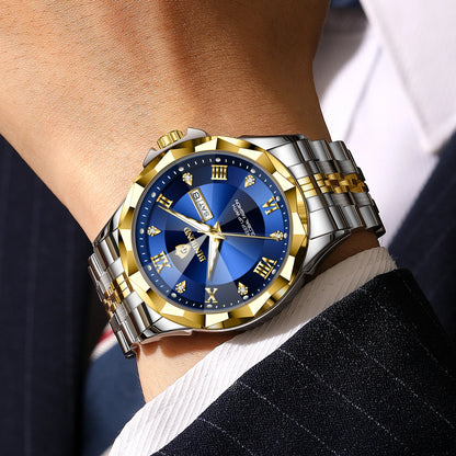 Reloj de cuarzo para hombre BINBOND: reloj de pulsera de lujo, luminiscente y resistente al agua, con indicador del día de la semana y fecha automática.