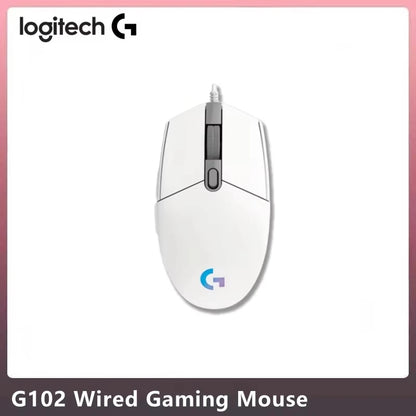 Logitech G102 G203 Wired Gaming Mouse 2.1 Meter Long Cable 8000 DPI RGB Effects for PC Laptop Office Gamer Flexible