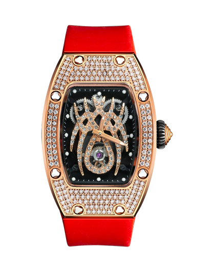 HANBORO Spider Collection Spider Ruby and Diamond Crafted Luminous Full Diamonds Luxury Women's Watch