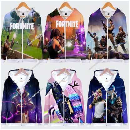 2024 New Game Zipper Hoodie Children's Sweatshirt Fortnite Pullover Sweatshirts Fashion Boys and Girls Clothing