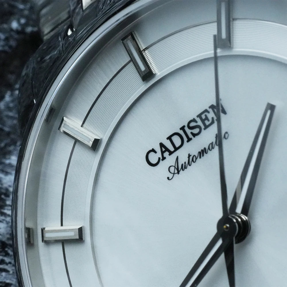 CADISEN Automatic Mechanical Ultra-thin Wristwatch MIYOTA 9015 Top Brand Luxury Curved Single-dome Sapphire Crystal Watch Man