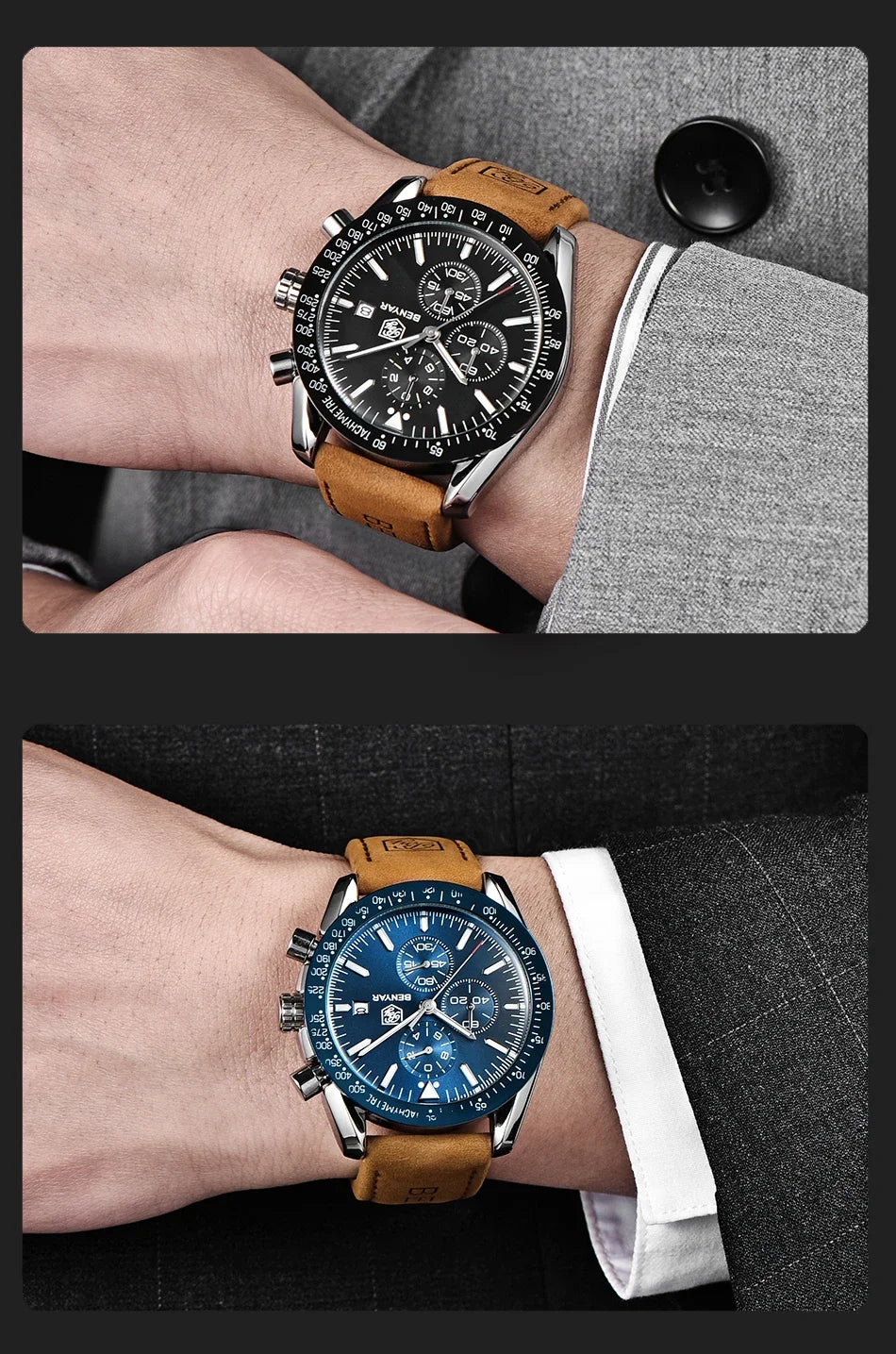 Montre homme BENYAR 5140, montre de sport décontractée, montre à quartz de luxe étanche, chronographe militaire de marque haut de gamme.