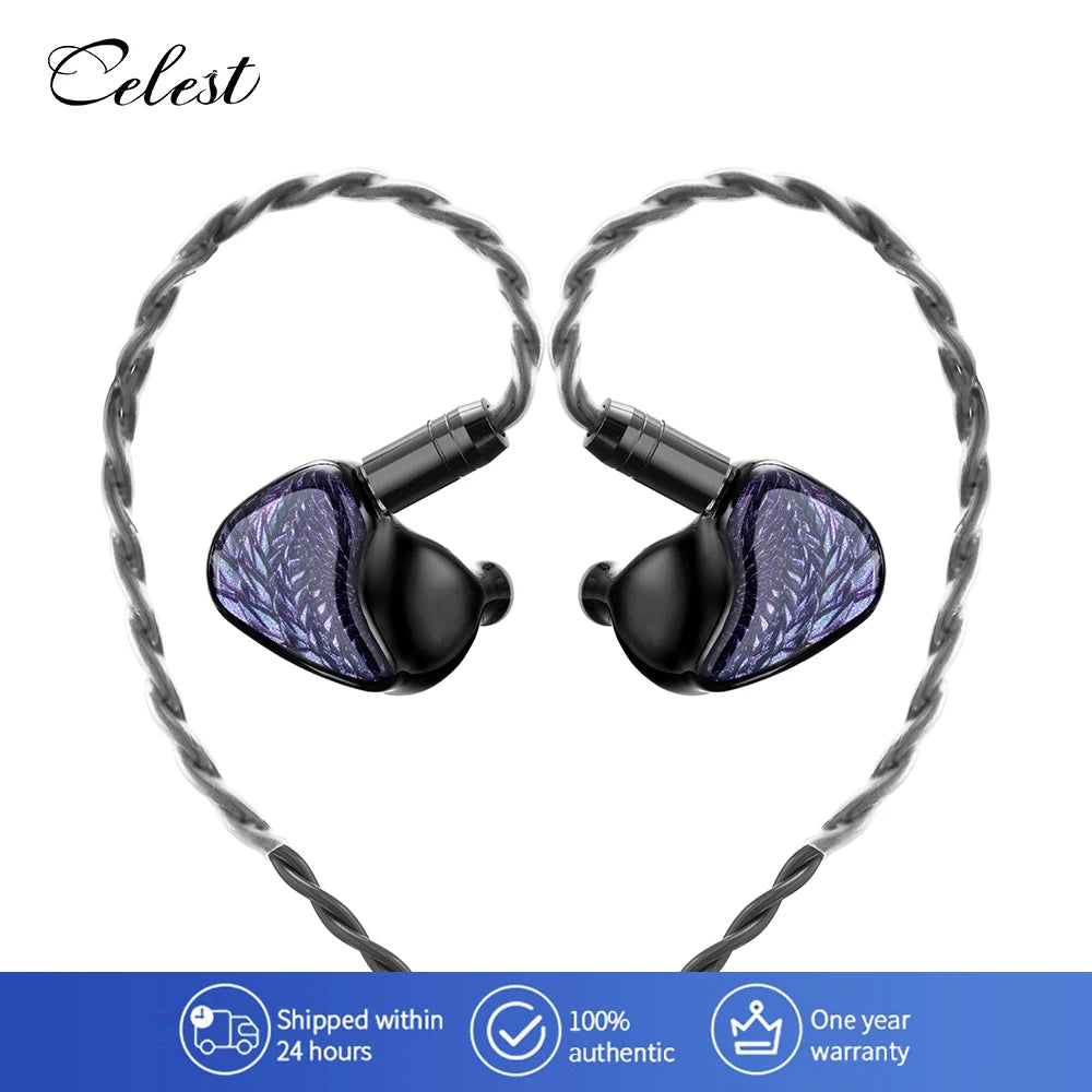 Celest Wyvern Black In-Ear Monitor Wired IEM Gaming Earbuds with Microphone HiFi Bass 10mm Driver Detachable Cable