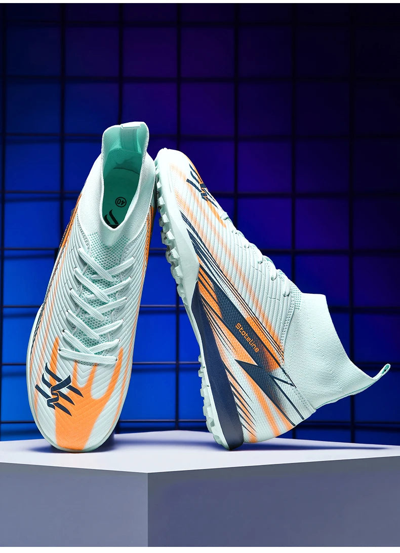 Nouvelles chaussures de football pour hommes, chaussures de match montantes, chaussures de futsal de haute qualité, chaussures de football d'intérieur antidérapantes, baskets d'extérieur, crampons pour gazon, meilleures v