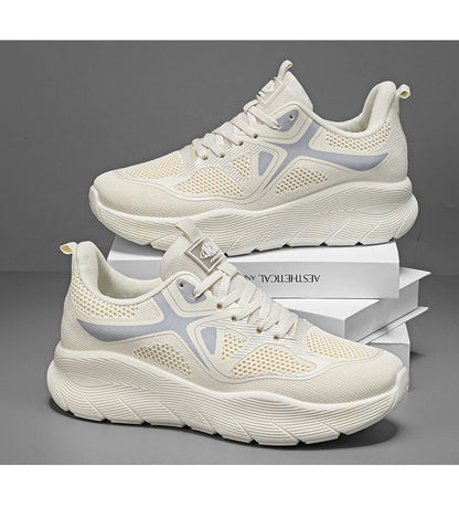 Fashion Platform Men's Running Shoes Trendy Casual Knit Breathable Orange Sneakers Men Outdoor Sports Non-slip Jogging Shoes Man