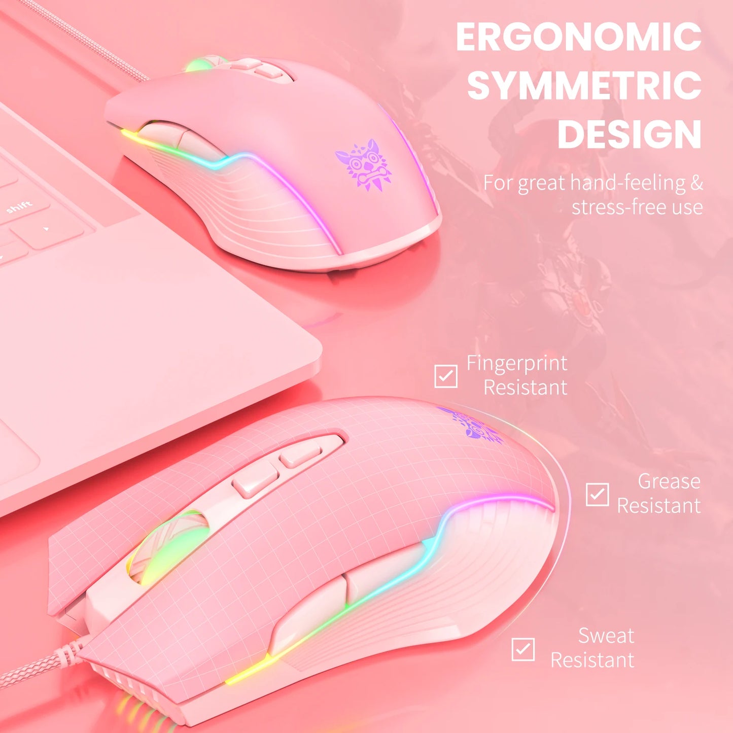 ONIKUMA Gaming Headphones Esports Package with Dynamic RGB Light Detachable Cat Ears Mouse Holder Wired Headset with Mic Gamer