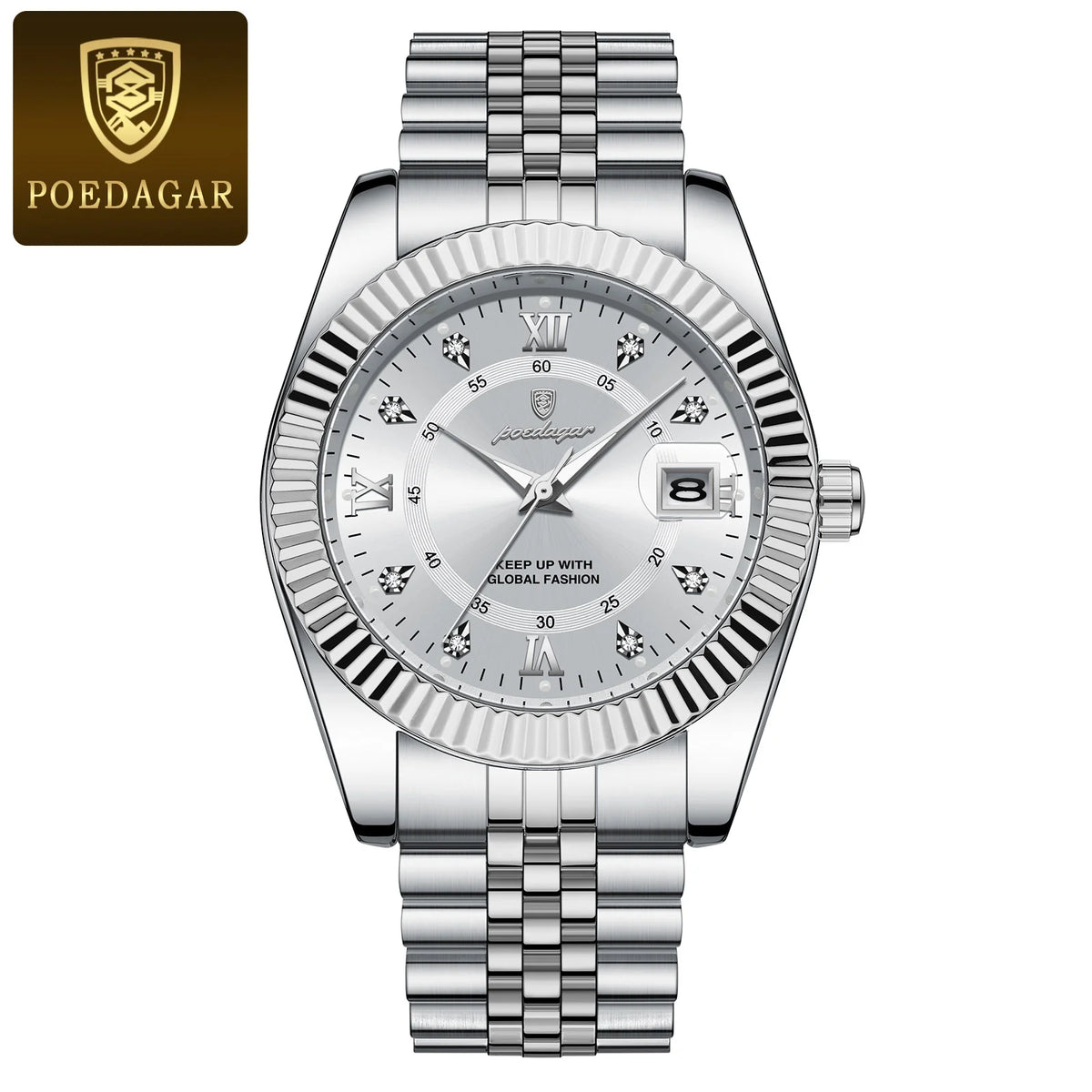 Montre pour homme POEDAGAR – Modèle de luxe, étanche, en acier inoxydable, avec affichage luminescent, style militaire, fonction date, mouvement à quartz, idéale pour le travail ou les occasions professionnelles.