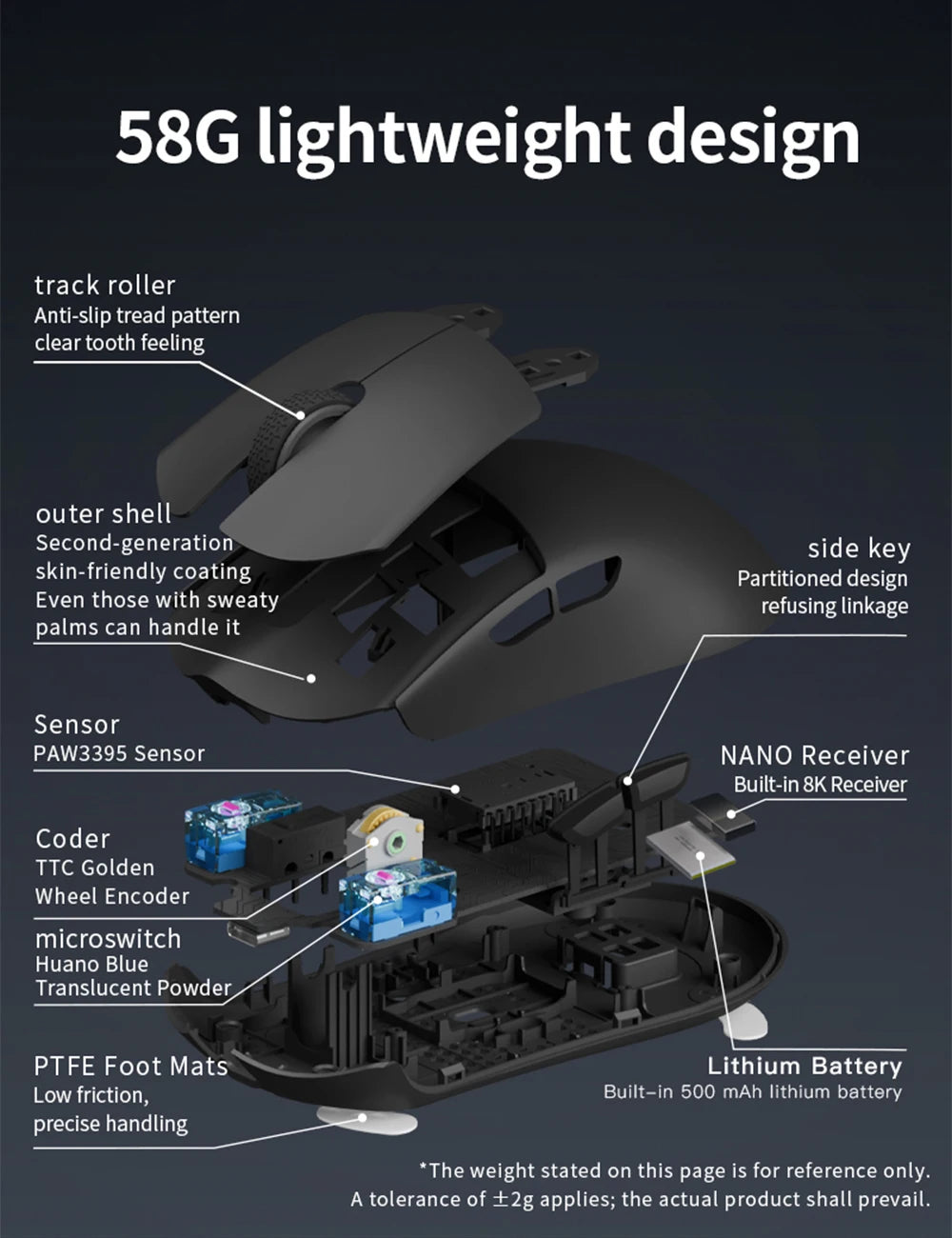 Darmoshark M3 V2 Gaming Mouse Double 8K Wireless Tri Mode 26KDPI PAW3395 Sensor Big Hand Game Macro Mouse For Computer Laptop PC