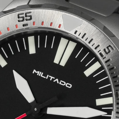 Militado Ml16 PVD Black Quartz Wrist Watches VH31/Ronda 515 39Mm Retro Watch Sapphire Luminous BGW9 200M Waterproof Dive Watch