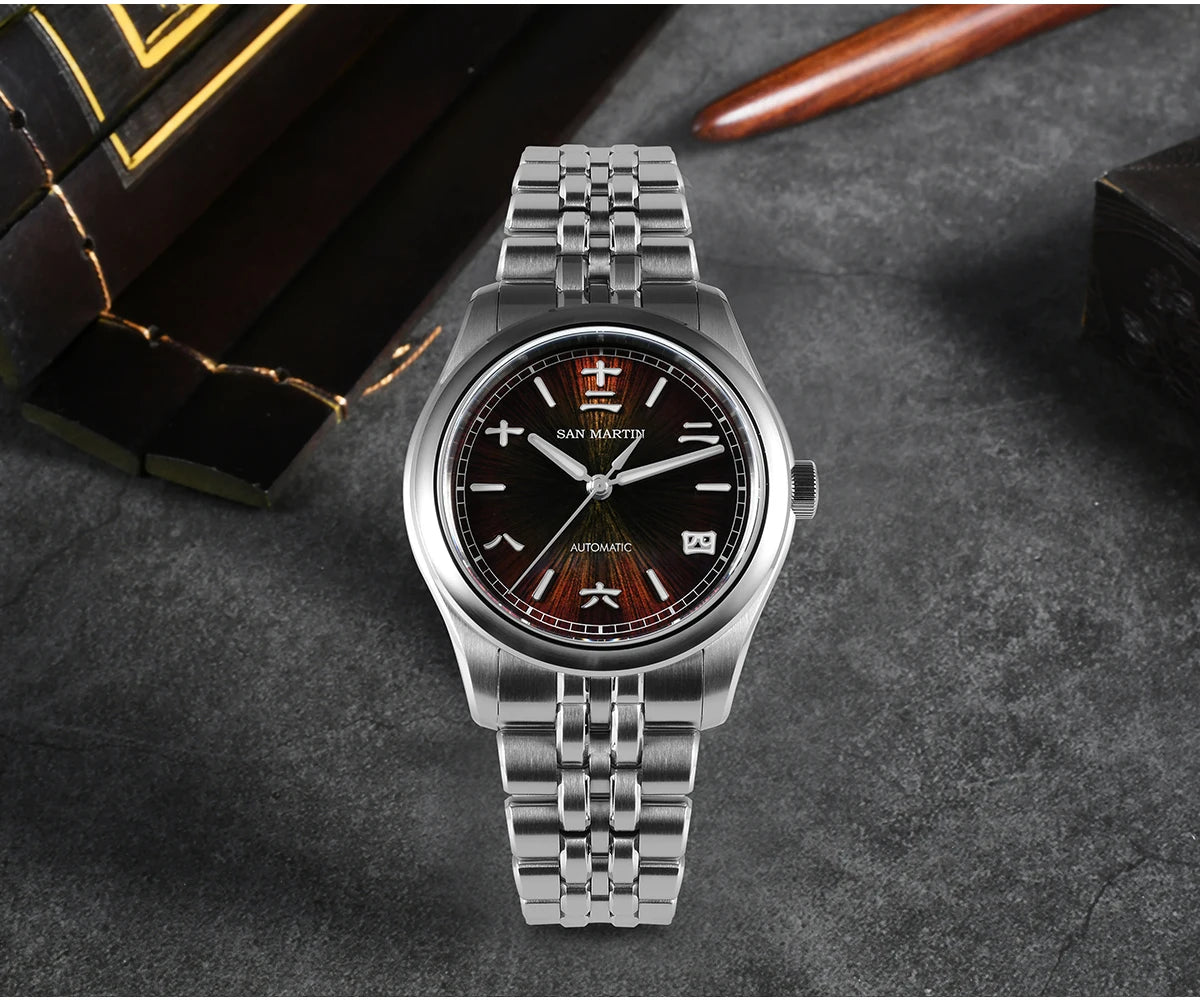 San Martin New 39mm Gada Watch Chinese Style Original Design Sunburst JianZhan Miyota 90S5 Men Dress Automatic Mechanical SN0144