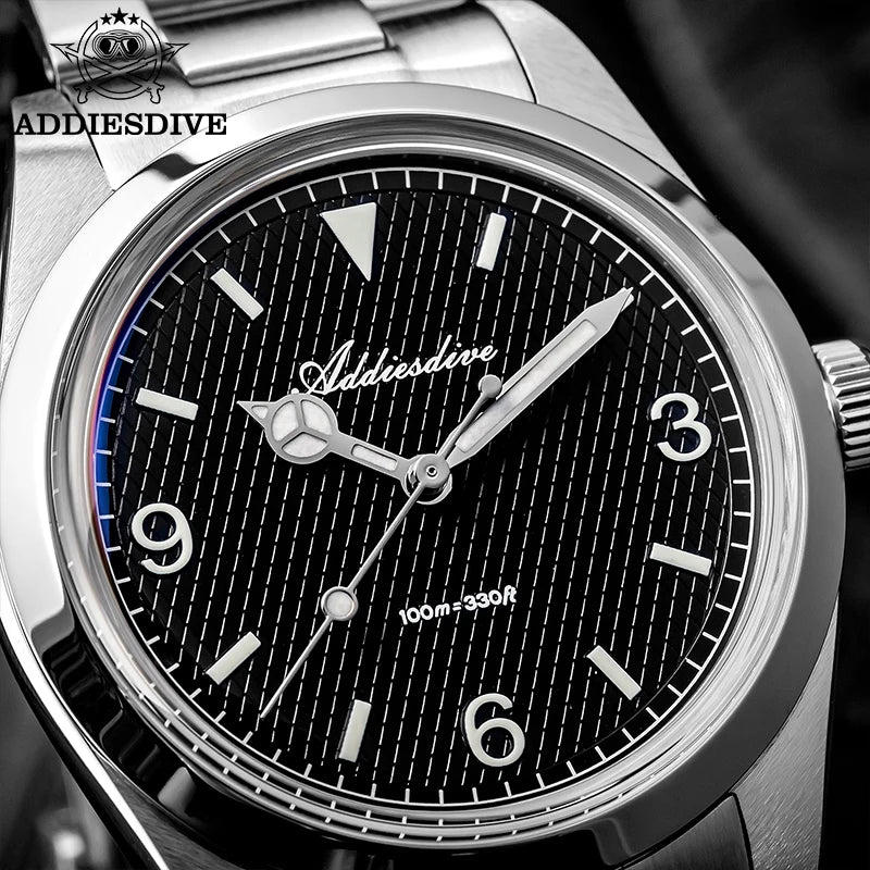 Reloj para hombre ADDIESDIVE – Caja de acero inoxidable 316L, resistencia al agua de 10 bares, esfera luminiscente, modelo AD2096 – Reloj de cuarzo de lujo