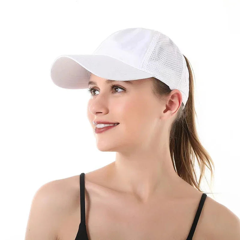 Cappellino da baseball estivo, completo da golf, cappellino sportivo e per il tempo libero con striscia trasversale, cappellino a becco d'anatra in rete ad asciugatura rapida