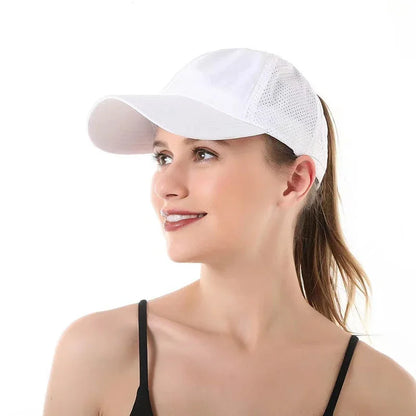 Cappellino da baseball estivo, completo da golf, cappellino sportivo e per il tempo libero con striscia trasversale, cappellino a becco d'anatra in rete ad asciugatura rapida