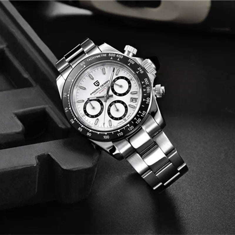 Montre-bracelet pour homme PAGANI DESIGN – Chronographe de luxe, mouvement à quartz MIYOTA VK63, verre saphir, étanche, style sportif