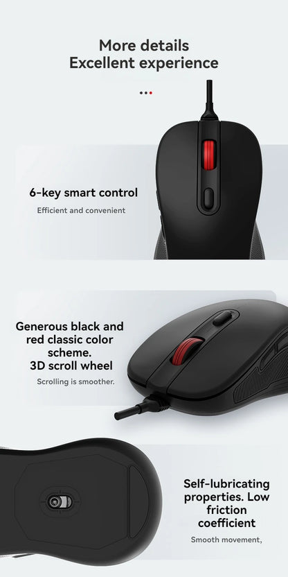 Original Lenovo Wired Mouse M10Pro USB Interface Driver-Free Gaming Office Simple Optical 6-Button Notebook Desktop Computer