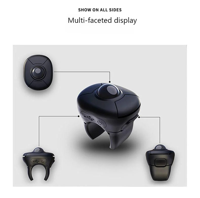 New Trackball Finger Ring Mouse 2.4G+Bluetooth Wireless Remote Control Mice For Short Video/PPT Speech/In-Vehicle Display Screen