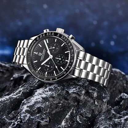 Reloj PAGANI DESIGN Moon: cronógrafo de cuarzo de lujo para hombre, estilo deportivo, cristal de zafiro con tratamiento antirreflectante, esfera luminiscente