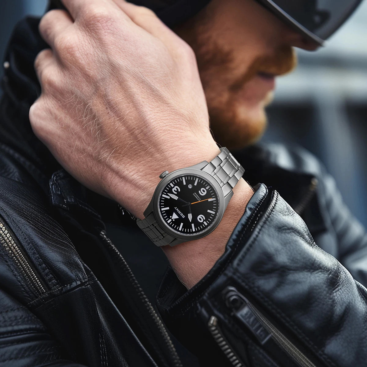 BERNY Aviation Top Titanium Mechanical Men Watch Sapphire AR Coating Supper Luminous 10Bar Sport Watch Titanium Aviation Watches