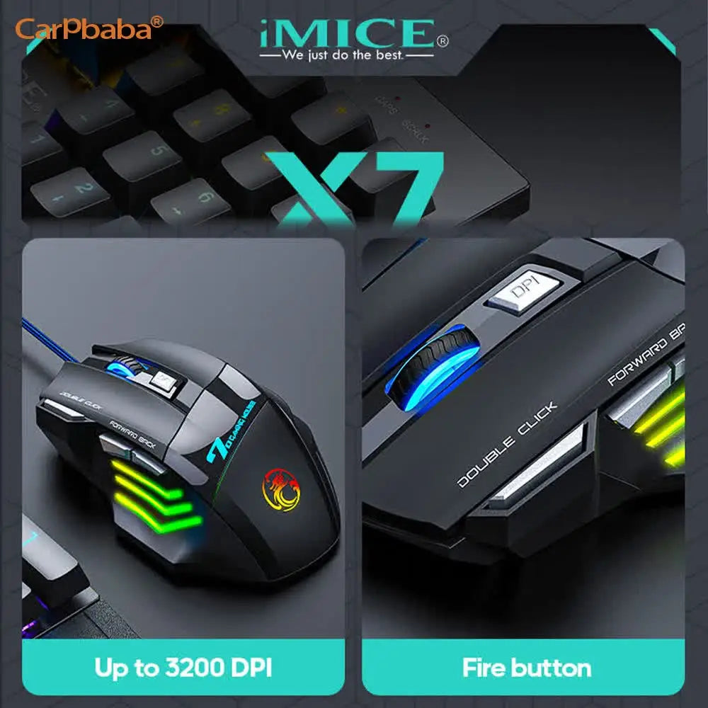 IMICE X7 Optical Gaming Mouse Adjustable DPI Ergonomic Anti Slip Design Colorful Luminuse Suitable for DesktopComputers Laptop