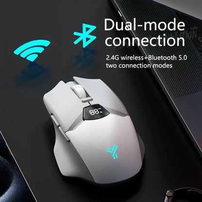 Warvank SX01 Wireless Gaming Mouse Smart Screen Display 6-speed DPI Adjustment 600mAh Rechargeable Silent Office Bluetooth Mouse