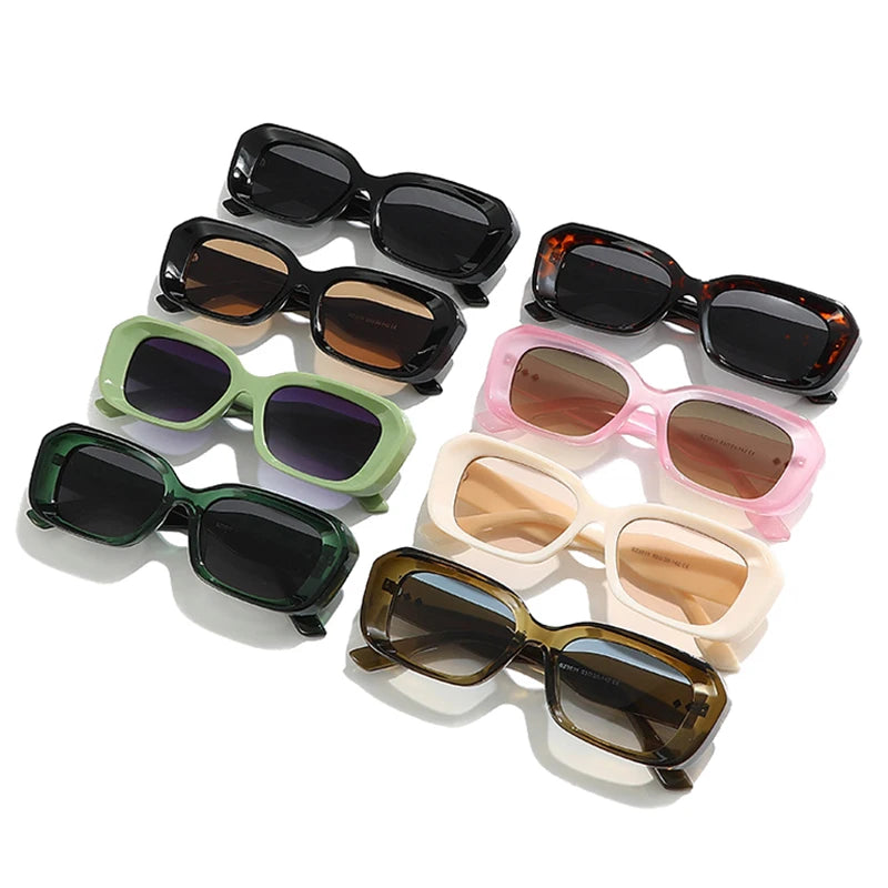 SHAUNA Retro Square Sunglasses Women Fashion Rivets Gradient Shades UV400 Men Green Pink Sun Glasses
