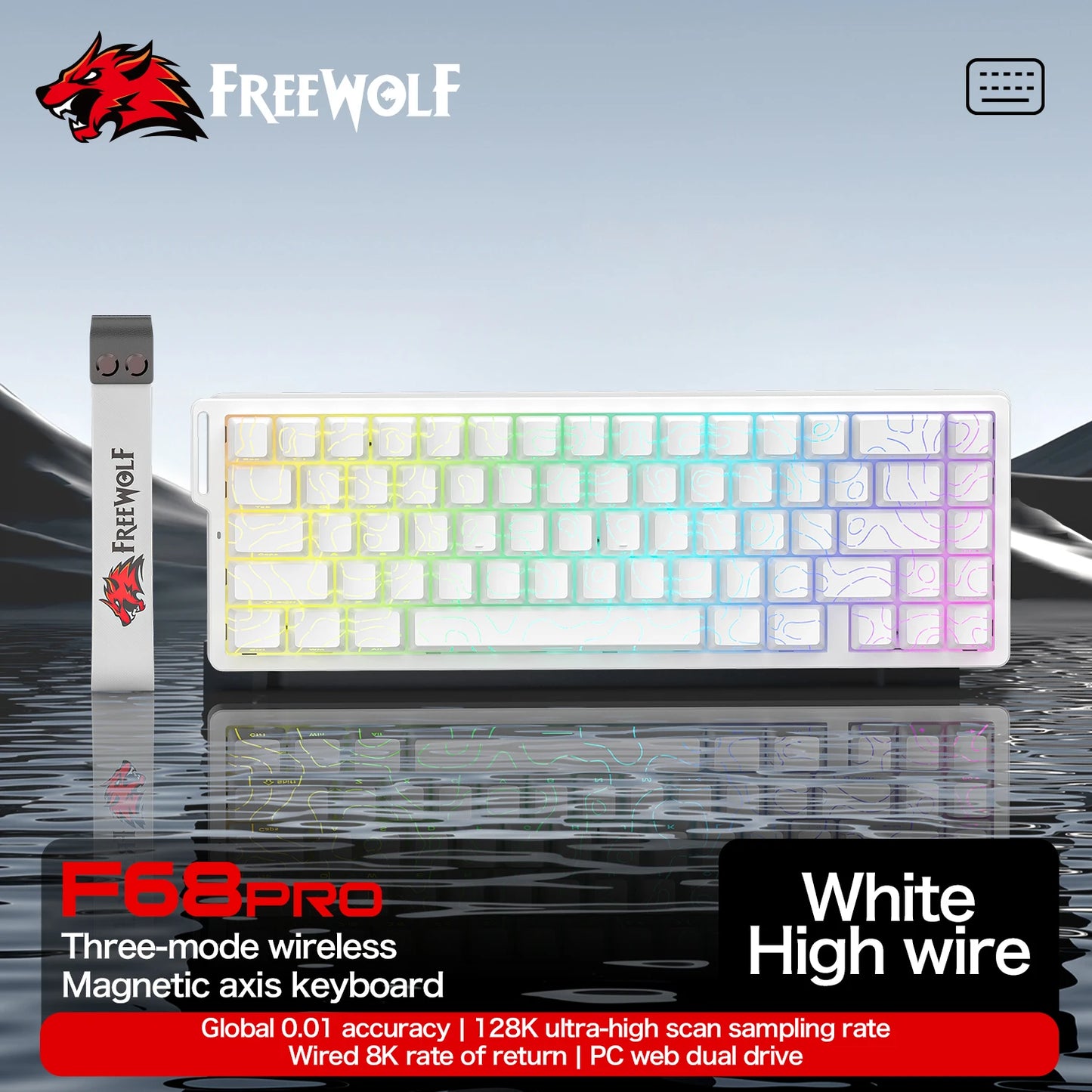 Magnetic Switch Keyboard ATTACK SHARK X68HE X68PRO HE and FREEWOLF F68 Wired F68Pro Wireless for Pro Gaming 0.01mm Rapid Trigg