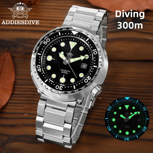 ADDIESDIVE2025 New Men's Mechanical Watch 8215 Movement Sapphire Glass Stainless Steel Watch Night Light Waterproof Diving Watch