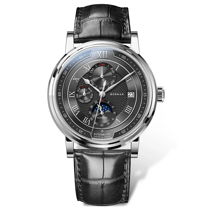 BORMAN BM3868 New 40mm Luxury Men Automatic Mechanical Men's Watches Sapphire Multi-function Waterproof Moon Phase Clocks