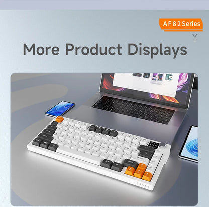 AJAZZ AF82 Low-Proflie Electrostatic Keyboard  4000mAh Trl-Mode 75% Type-C Display Screen  Keyboard Office Gaming E-sport