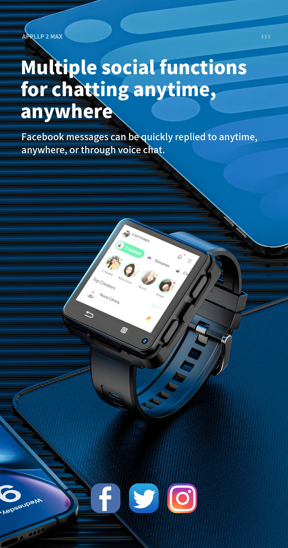 Domars Full Netcom Multi-language Smart Watch 2.64-inch Large Screen 1200mAh Large Battery Video Call APP Downloading
