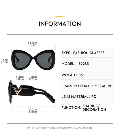 2025 New Fashion Big Frame Cat's Eye Butterfly Women Sunglasses Luxury Designer Men Sunglass Outdoor Travel Eyewear Female UV400
