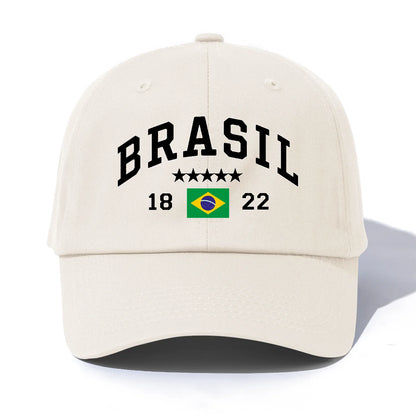 1pc BRASIL Print Baseball Cap for Adults,Minimalist Retro Style Casual Soft Adjustable Dad Hat,Perfect As Gift