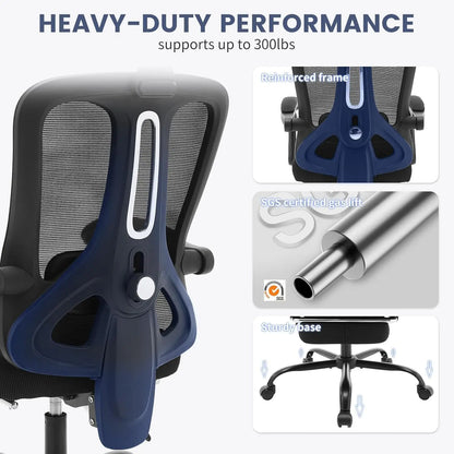 Ergonomic Office Chair With Adjustable Lumbar Support & Footrest, High-Back Mesh Gaming Chair With Tilt Mechanism For Home