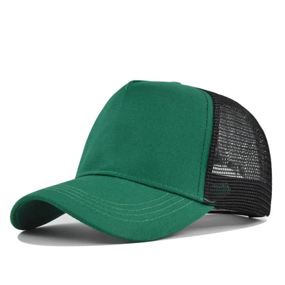 Customized Logo Hard Top 5 Panels Mesh Baseball Cap For Men Women Advertising Cap Breathable Sun Hat Solid Color Visor Gorra
