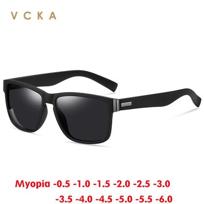 VCKA Myopia Sunglasses Square Prescription -0.5 To -6.0 Women Men Polarized Colorful Lens Sports Nearsighted Astigmatism Eywear