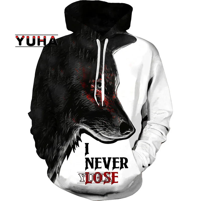 Wolf 3d Printed Hoodies Unisex Cool  Pullover Animal Graphic Sweatshirt Men’s Street Wear
