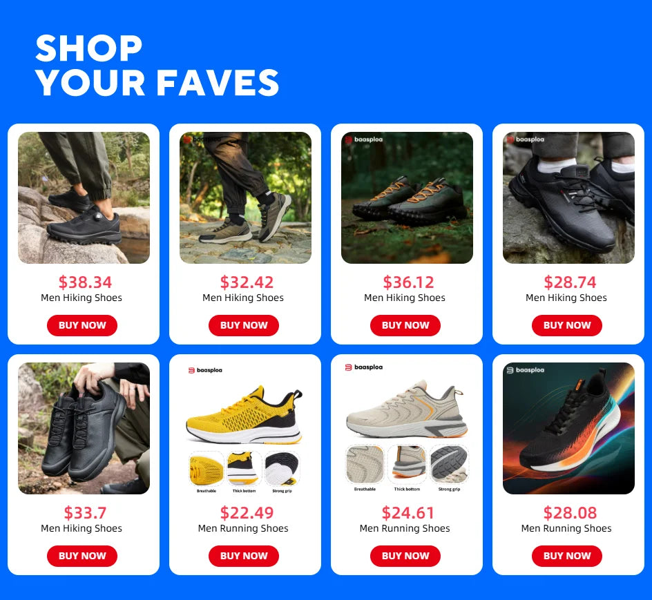 Baasploa Men Football Shoes Brand Comfort Lightweight Turf Training Soccer Shoes Professional Male Soft Sneakers Non-Slip