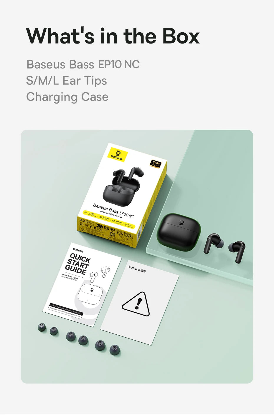 Baseus Bass EP10/BP1 NC -43dB Noise Cancelling ANC True Wireless Earbuds Bluetooth 6.0 In-Ear Wireless Earphones 4-Mics Ear buds