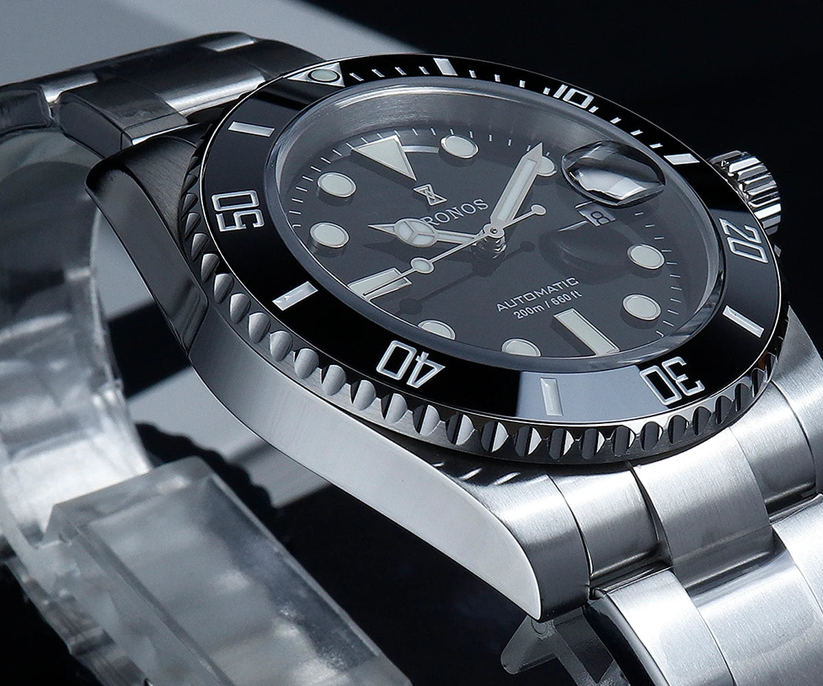 Cronos New 40mm Diver Men's Watches Luxury Miyota9015 Automatic Mechanical Watch Sapphire Crystal Waterproof 200m Adjustable Clasp L6045