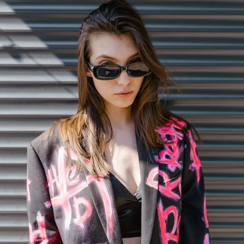 1-10pcs Small Rectangle Party Sunglasses White Black Vintage Narrow Square Y2K Glasses for Women Men