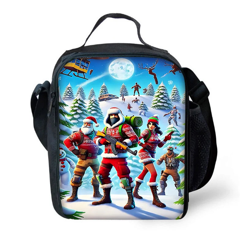 Neue FortniteS Kinder-Isoliertasche mit großem Fassungsvermögen für Jungen und Mädchen, wiederverwendbare Thermo-Kühltasche für Schule, Outdoor-Picknick und Lunchbox
