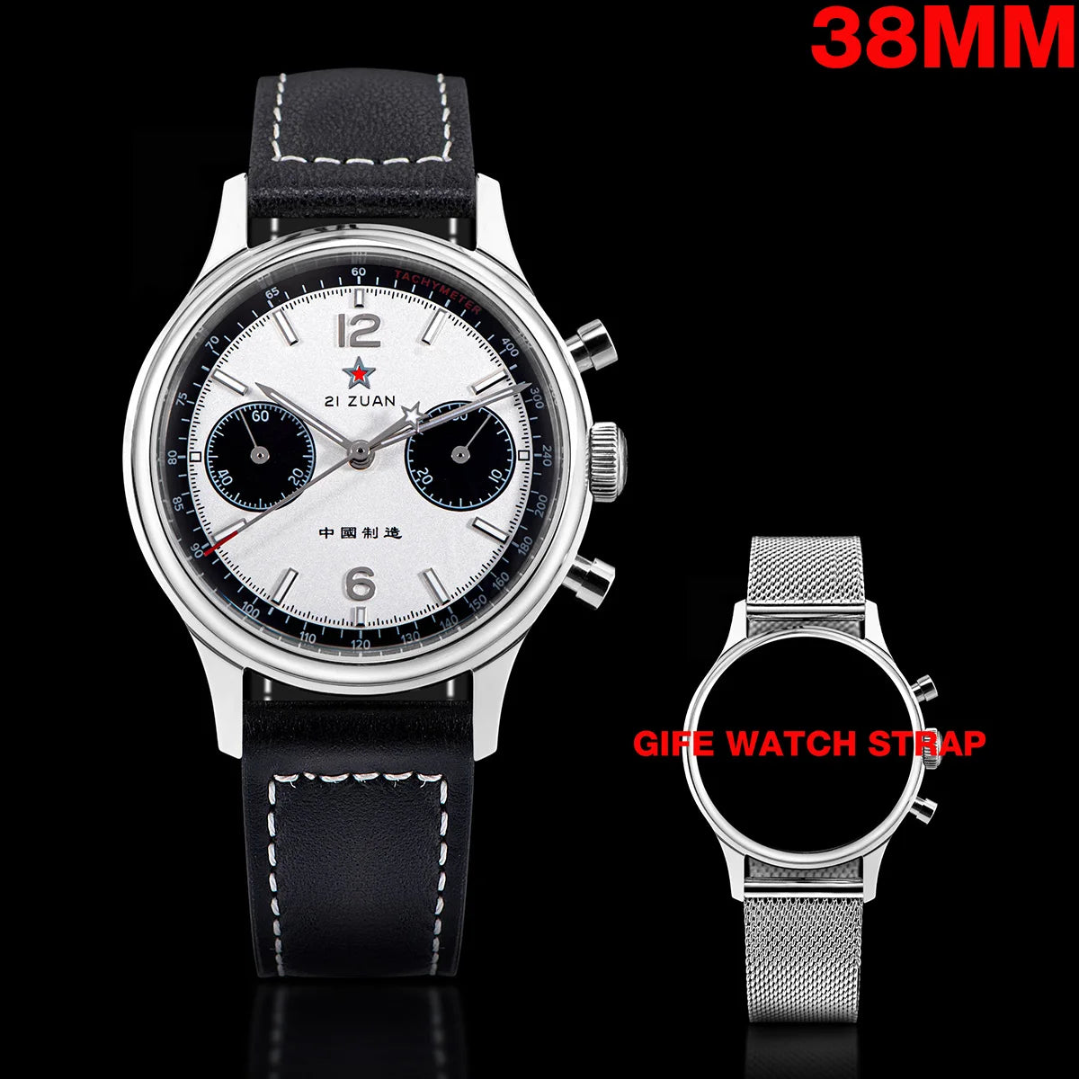 1963 Panda Pilot Chronograph Watch Men 40mm Air Force Sapphire Senior  ST1901 Mechanical Wristwatches Retro Clock Reloj Hombre